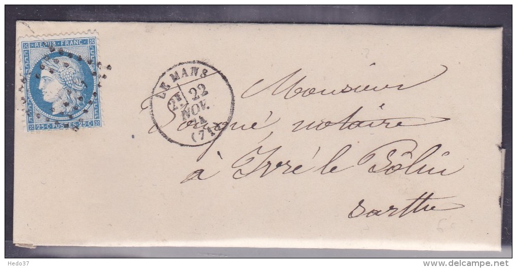 France N°60 Sur Lettre - 1871-1875 Cérès