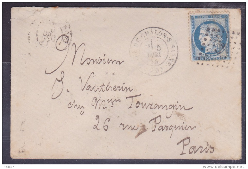 France N°60 Sur Lettre - 1871-1875 Cérès