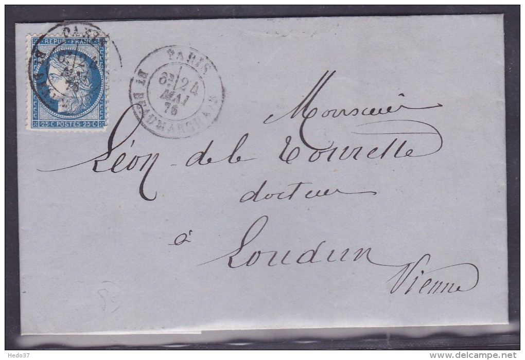 France N°60 Sur Lettre - 1871-1875 Cérès