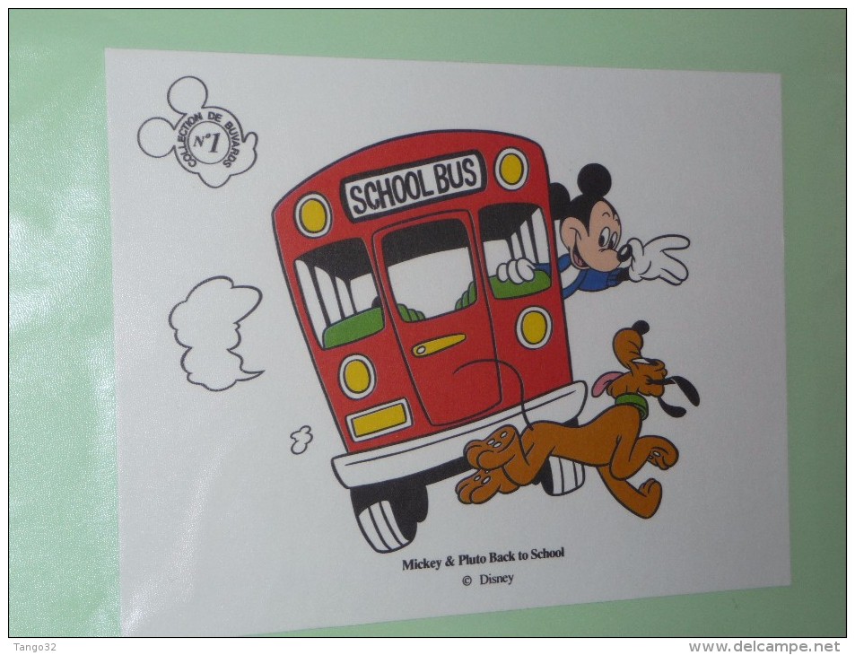 BUVARD COLLECTION N°1 MICKEY PLUTO Ecole  BACK TO SCHOOL DISNEY Bus - Papelería