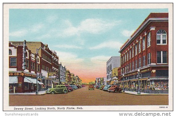 Dewey Street Looking North North Platte Nebraska Curteich - North Platte