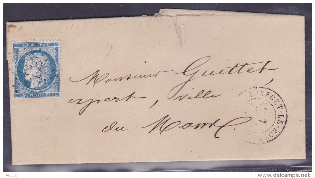 France N°60 Sur Lettre - 1871-1875 Cérès