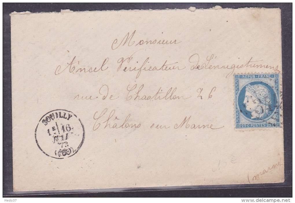 France N°60 Sur Lettre - 1871-1875 Cérès