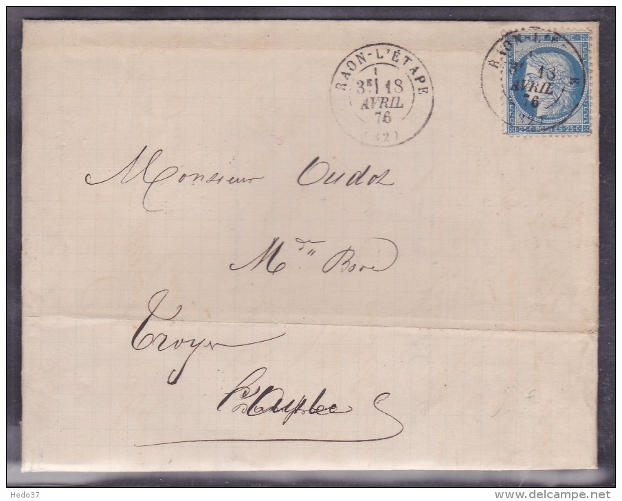 France N°60 Sur Lettre - 1871-1875 Cérès