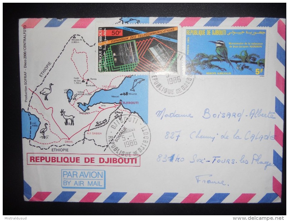 Djibouti Lettre De 1986 Pour Six Fours - Djibouti (1977-...)