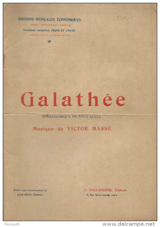 Partition Complète : "Galathée" De Victor MASSE. - M-O