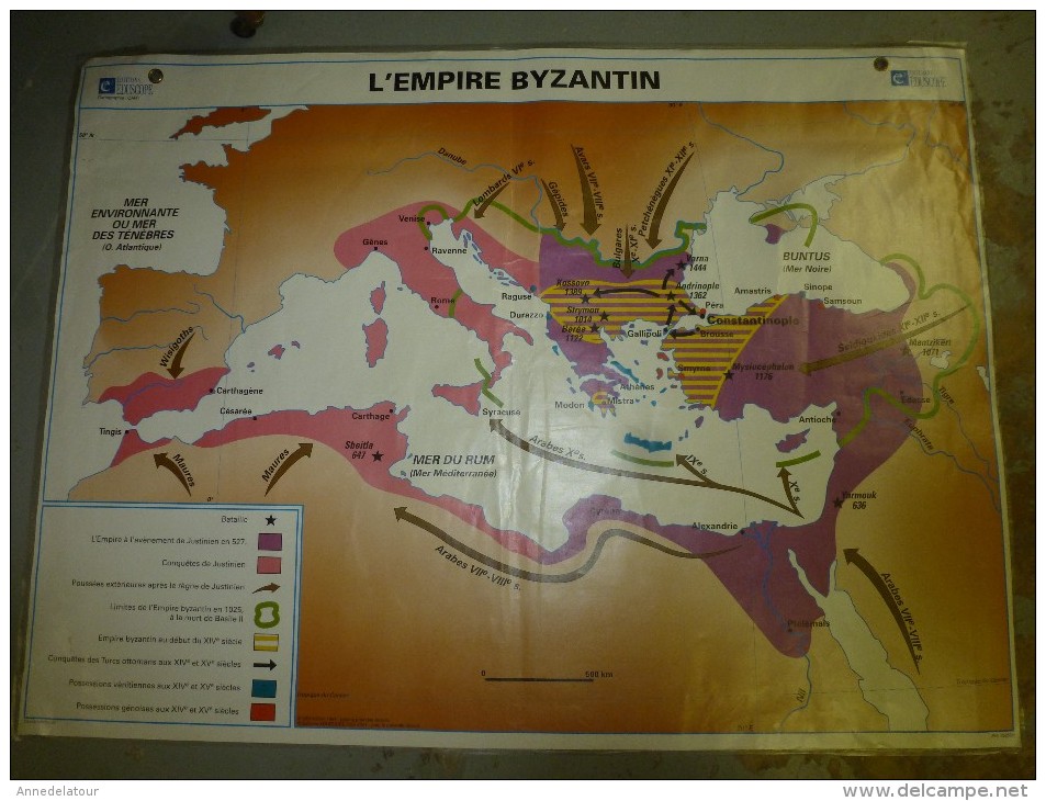 Carte Géographique Couleur (124cm X 90cm) Plastifiée 2 Faces  L' ISLAM , L'EMPIRE BYZANTIN - Cartes Géographiques