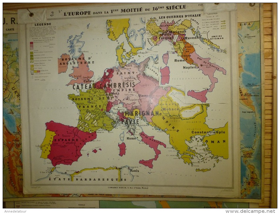 Carte Géographique Ancienne :EUROPE 1/2 Du 16e S, Grandes Découvertes (Lib Hatier, Cartogr R. Graindorge,Imp Michard - Cartes Géographiques