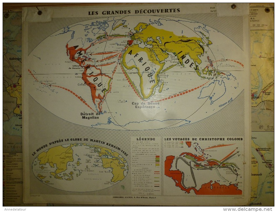 Carte Géographique Ancienne :EUROPE 1/2 Du 16e S, Grandes Découvertes (Lib Hatier, Cartogr R. Graindorge,Imp Michard - Cartes Géographiques