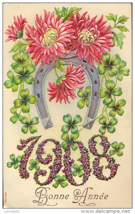 CP - Fantasie Fantaisie - Bonne Année - 1908 - Carte Gauffrée - - Neujahr