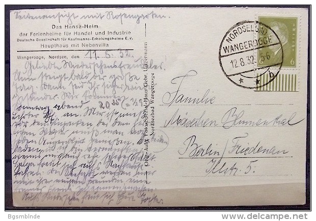 Alte Karte "DAS HANSA-HEIM - Ferienheim Mit Haupthaus Und Nebenvilla" 1932 - Wangerooge