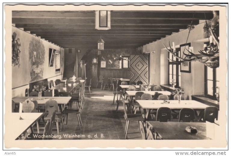 Weinheim Germany, W.S.C. Wachenburg Restaurant Interior View C1950s Vintage Postcard - Weinheim