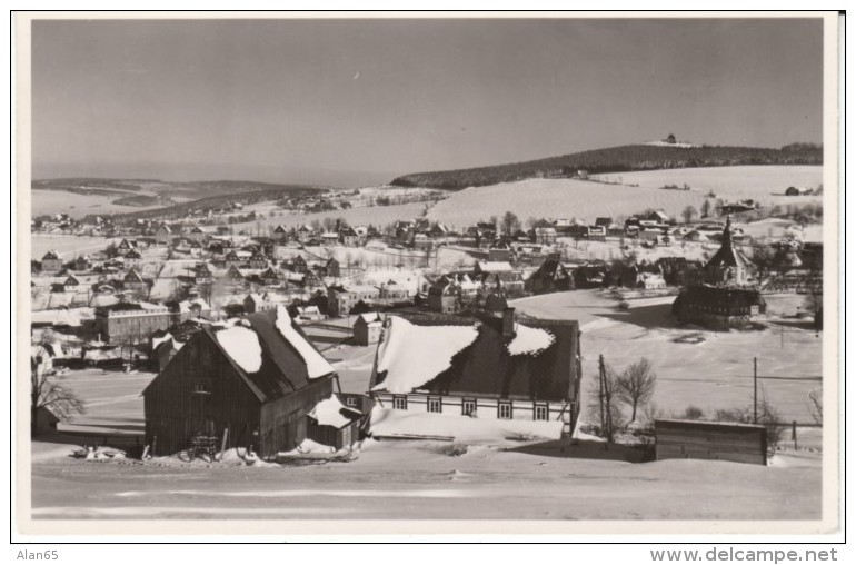 Seiffen Germany, Kurort Spielzeugdorf Seiffen Im Erzgebirge, View Of Town In Snow, C1950s Vintage Postcard - Seiffen