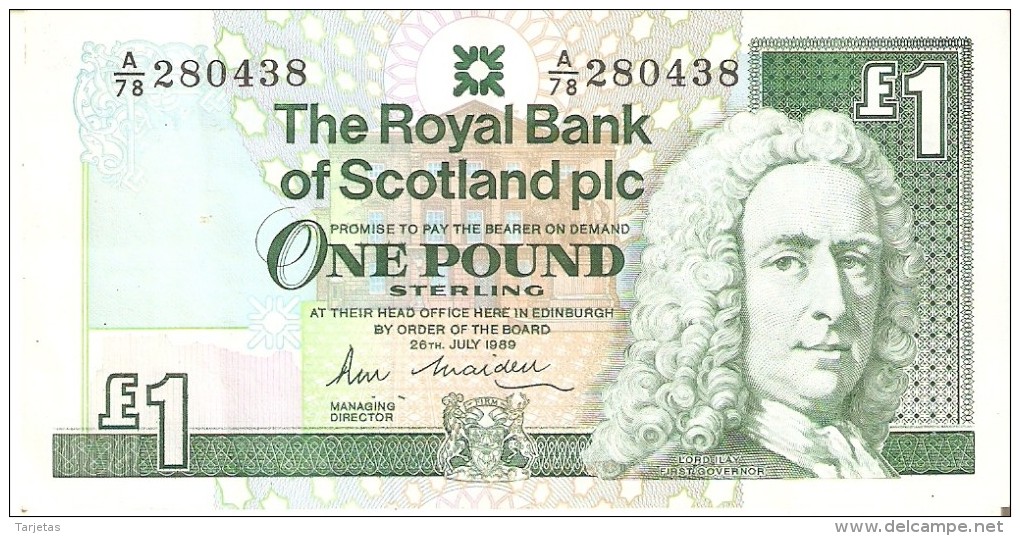 BILLETE DE ESCOCIA DE 1 POUND DEL AÑO 1989  (BANKNOTE) - 1 Pound