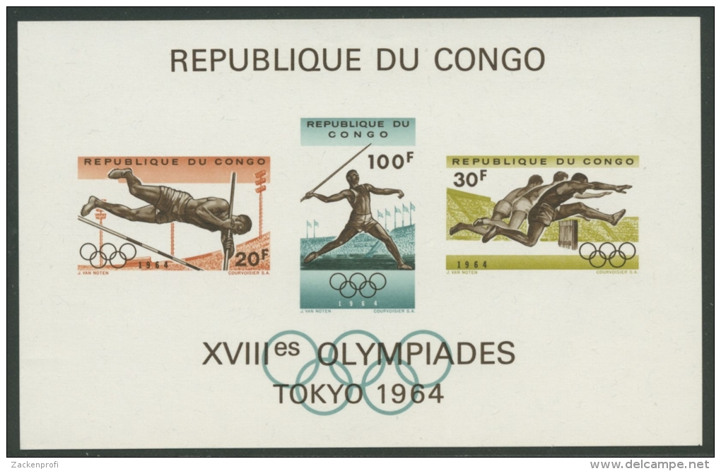 Kongo (Kinshasa) 1964 Olympiade Tokio Block 5 Postfrisch (G20315) - Nuevas/fijasellos