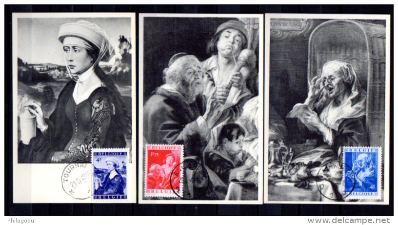 6 Tableaux De Jordaens  Et Roger Van Der Weyden, Sur Carte Maximum, Cote 320 &euro; - 1934-1951