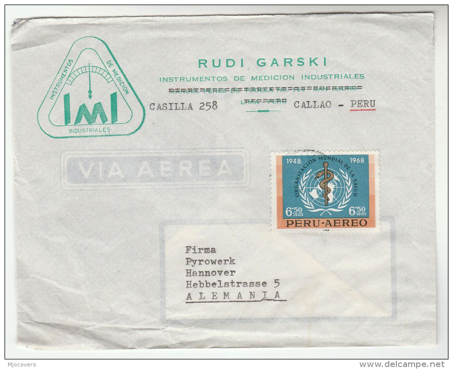 1960s Air Mail PORTUGAL Illus ADVERT COVER  Stamps UN WHO Health  To Germany United Nations - Brieven En Documenten