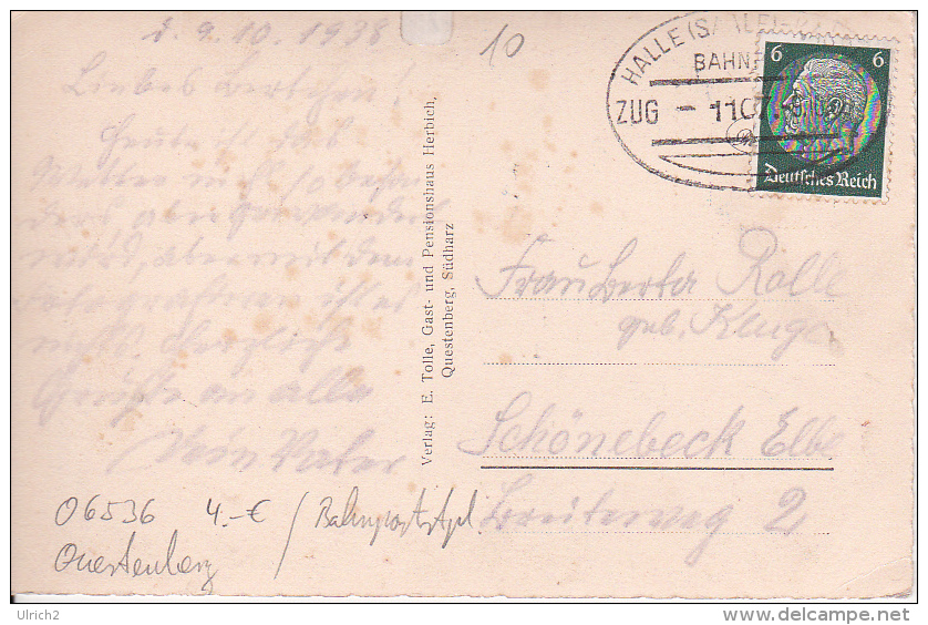 AK Questenberg - Queste überm Totensumpf  - Bahnpost Halle-Kassel Zug 1107 - 1938 (18057) - Mansfeld