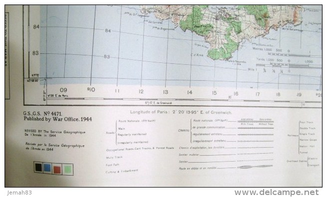 CARTE AU 1/50000eme DE HYERES PORQUEROLLES PUBLIE PAR US ARMY 1944 (COG) - Cartes Topographiques