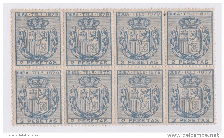 1879-42 CUBA SPAIN ESPAÑA 1878. Ed.47 TELEGRAPH TELEGRAFOS BLOCK 10 SIN GOMA. - Neufs