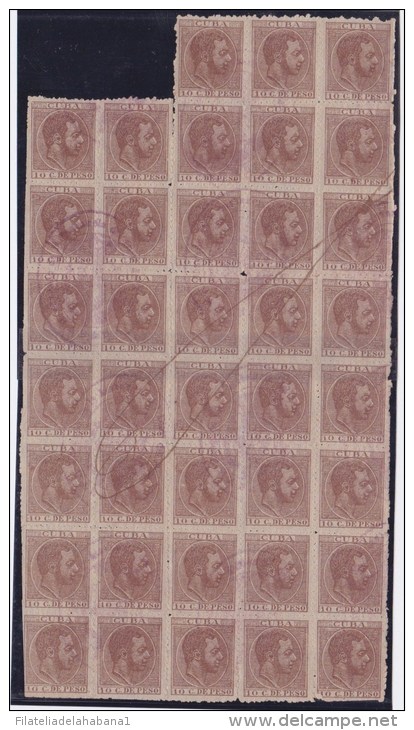 1884-105 CUBA SPAIN ESPAÑA 1884. ALFONSO XII. POSTAL FORG 10c BLOCK 38 - Neufs