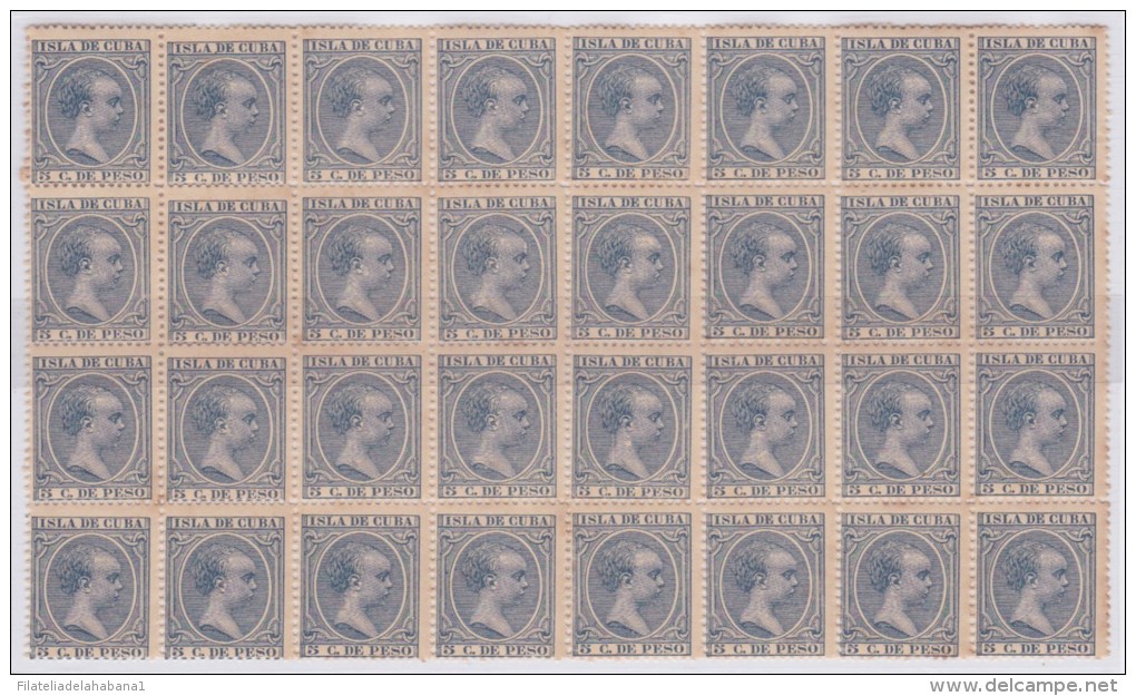 1896-78 CUBA SPAIN ESPAÑA 1896. Ed.149 ALFONSO XIII BLOCK 32 GOMA ORIGINAL - Neufs