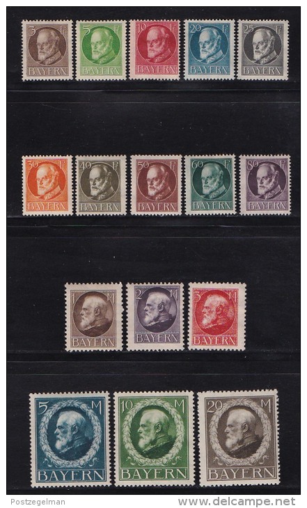 GERMANY, BAYERN, 1914, Hinged Unused Stamp(s) Ludwig III,  MI 94-109,  #16 150 - Other & Unclassified