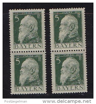 GERMANY, BAYERN, 1911, Mint Never Hinged Unused Stamp(s) Luitpold  MI 77,  #16 017,  2x2, - Mint
