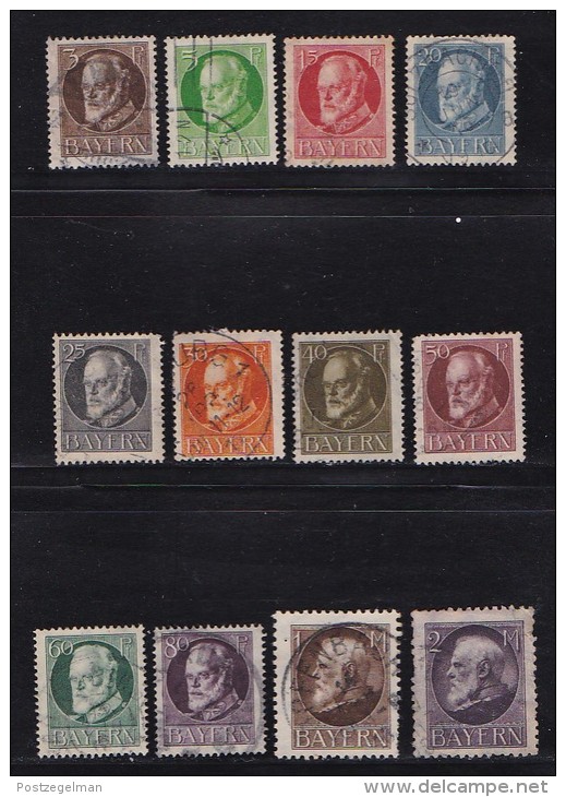 GERMANY, BAYERN, 1914,  Used Stamp(s) Ludwig III,  MI 94=109,  #16 044,   11 Values Only - Used