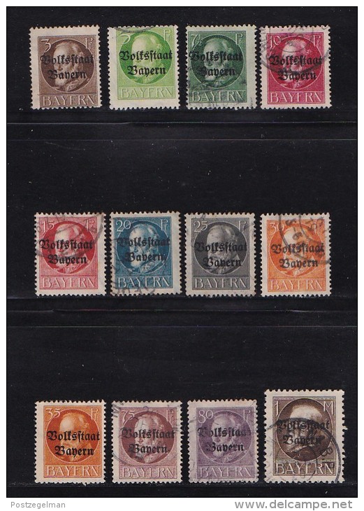 GERMANY, BAYERN, 1919,  Used Stamp(s) Ludwig III ,  MI 116=128,  #16 100  12 Values Only - Used