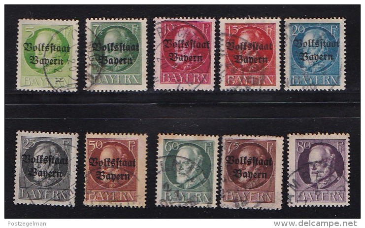 GERMANY, BAYERN, 1919,  Used Stamp(s) Ludwig III ,  MI 116=128,  #16 105  10 Values Only - Used