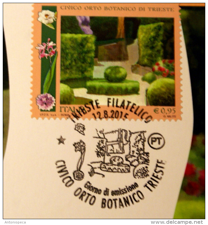 ITALIA 2015 -ORTO BOTANICO DI TRIESTE , OFFICIAL MAXICARD FDC - Cartoline Maximum