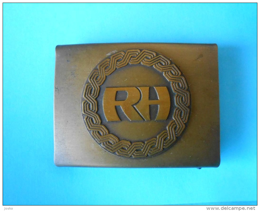 CROATIAN ARMY - Large Brass Belt Buckle Officier Laiton Boucle De Ceinture Gürtelschnalle Fibbia Della Cintura Ukanda - Equipment