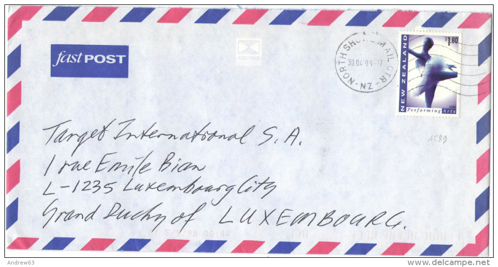 NUOVA ZELANDA - NEW ZEALAND - 1998 - FastPost - Air Mail - Performing Arts, Ballet - Viaggiata Da North Shore Per Lux... - Storia Postale