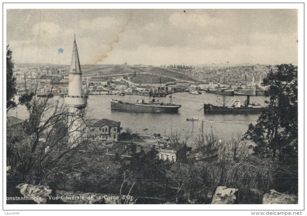 (PF 7814) Islam - Turket - Contantinople And Bhosphorus River Ship Traffic + Mosque Minaret (old Postcard) - Islam