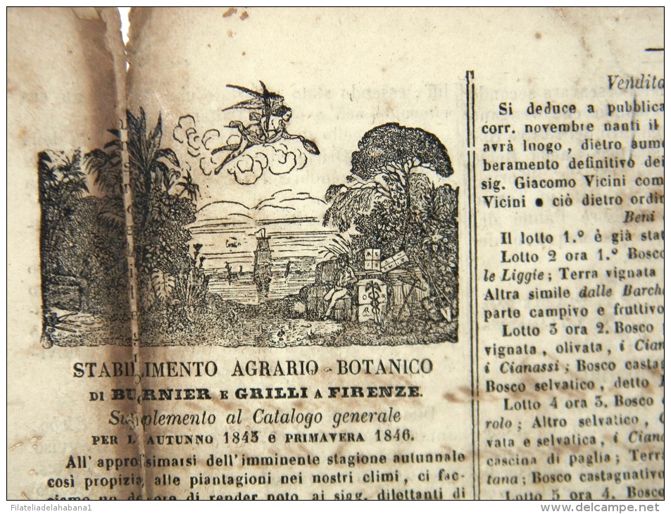 BON106 ITALIA ITALY NEWS PAPER WHITH POST PAID MARCK 1845 GAZZETA D GENOVA 40x29 - Unclassified