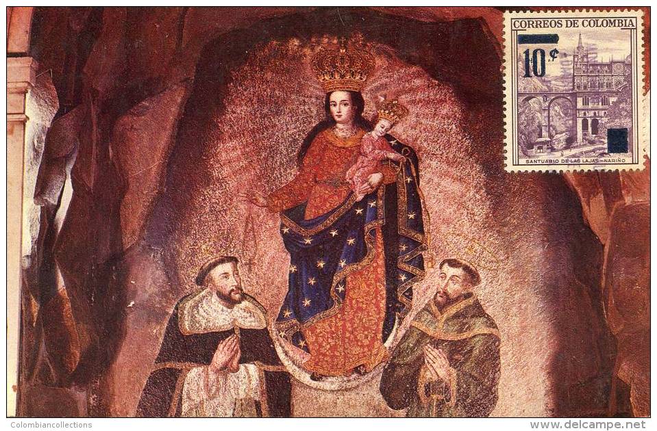 Lote PEP884, Colombia, Postal, Postcard, Tarjeta Maxima, Maximun Card, Santuario De Las Lajas, 9083, Sanctuary, Church - Colombia