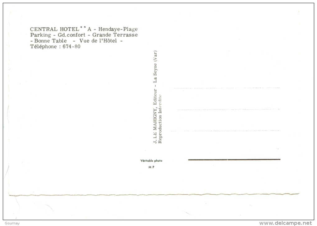 Hendaye : Central Hotel (ed Marigny) 2 Scan - Hendaye