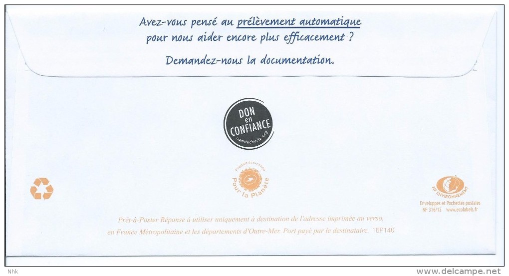 Entiers Postaux : Enveloppe Réponse Type Ciappa -Kavena Fondation Recherche Médicale 15P140 NF 316/12 ** - PAP : Antwoord /Ciappa-Kavena