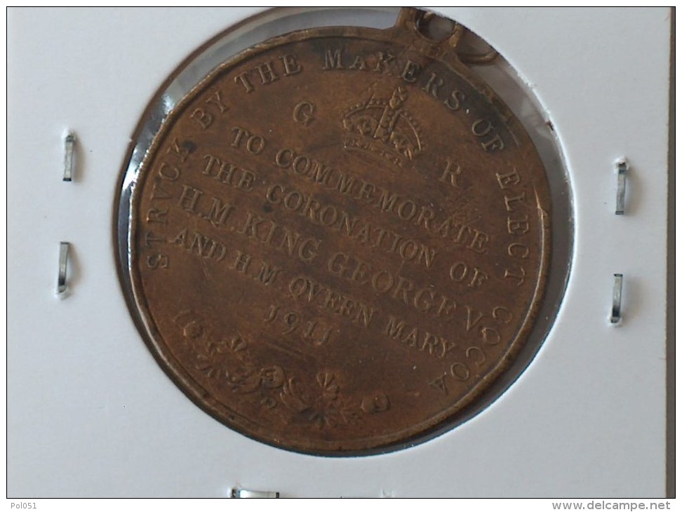 MEDAILLE STRUCK BY THE MAKERS OF ELECT COCOA TO THE COMMEMORATE THE CORONATION OF KING GEORGE V AND QUEEN MARY 1911 - Professionals/Firms