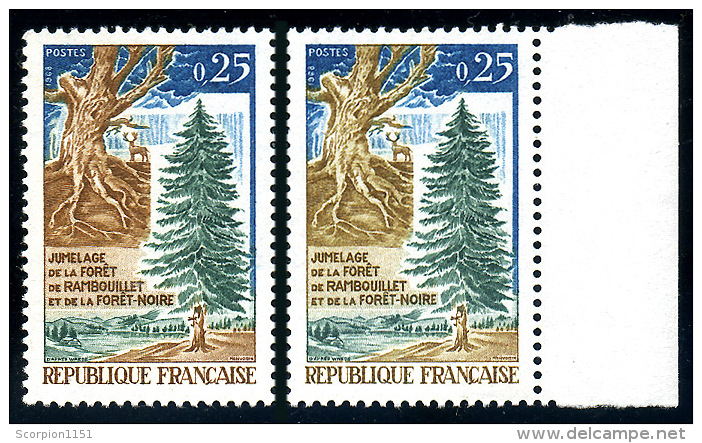 FRANCE 1968 - Different Color On The Right Stamp With Yellowish Brown - MNH** - Brieven En Documenten