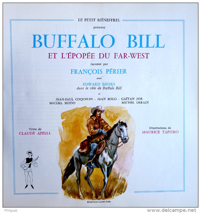 Disque Vinyle 33T 25 Cm BUFFALO BILL François Périer - FESTIVAL ADES ALB 348 1960 ILLUSTRATIONS M TAPIERO - Schallplatten & CD