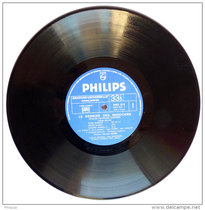 Disque Vinyle 33T 25 Cm LE DERNIER DES MOHICANS Serge Reggiani - PHILIPS PG 190 1960 ILLUSTRATIONS LAUTHE - Platen & CD