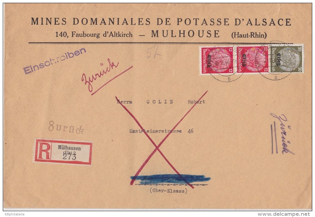 ALLEMAGNE 1940 LR DE MULHAUSEN - Occupation 1938-45