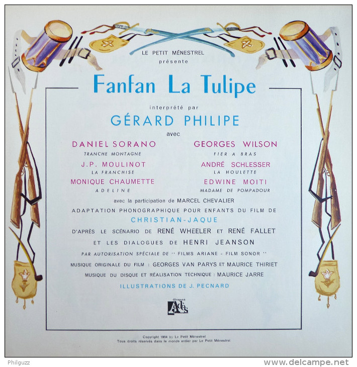 Disque Vinyle 33T 25 Cm FANFAN LA TULIPE Gérard Philipe - ADES ALB 301 1954 ILLUSTRATIONS J PECNARD - Schallplatten & CD