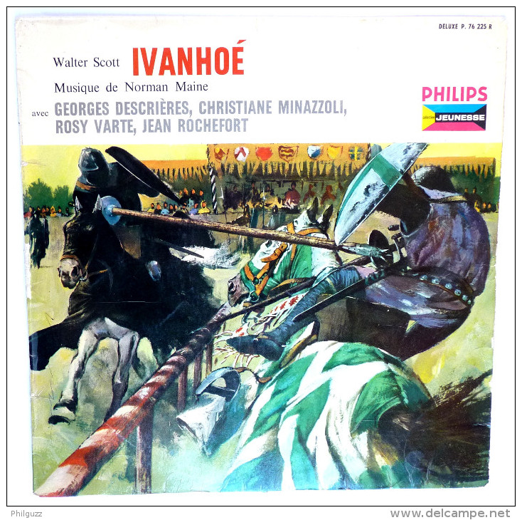 Disque Vinyle 33T 25 Cm Walter Scott IVANHOE Georges Descrières - PHILIPS 76225 195? Pochette René FOLLET - Discos & CD