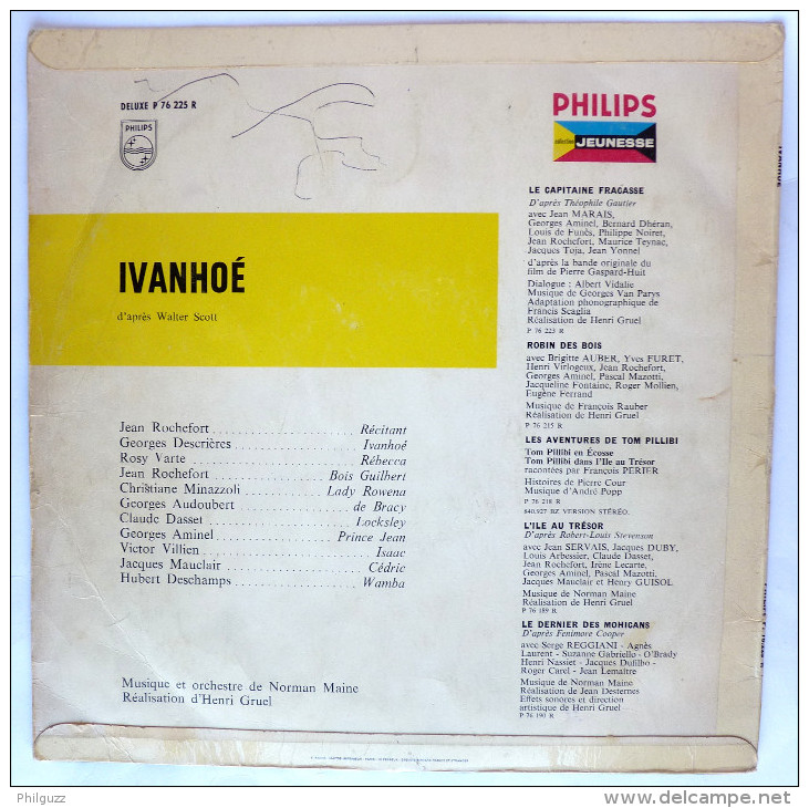 Disque Vinyle 33T 25 Cm Walter Scott IVANHOE Georges Descrières - PHILIPS 76225 195? Pochette René FOLLET - Platen & CD