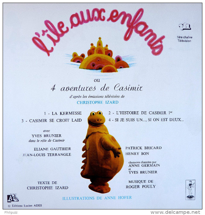 Disque Vinyle 33T 25 Cm CASIMIR L'ÎLE AUX ENFANTS TF1 (1) - ADES ALB 375 1975 ILLUSTRATIONS ANNE HOFER - Dischi & CD