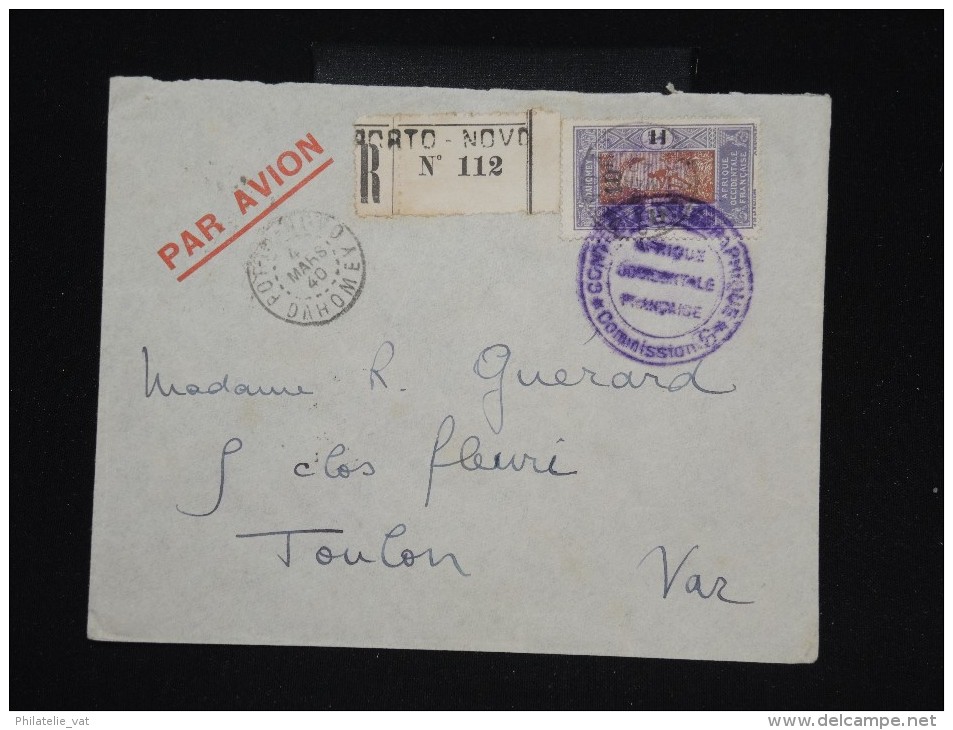 FRANCE - DAHOMEY - Env. En Recom. De Porto Novo Pour Toulon Avec Controle Télégraphique En 1940 - à Voir - Lot P9297 - Briefe U. Dokumente