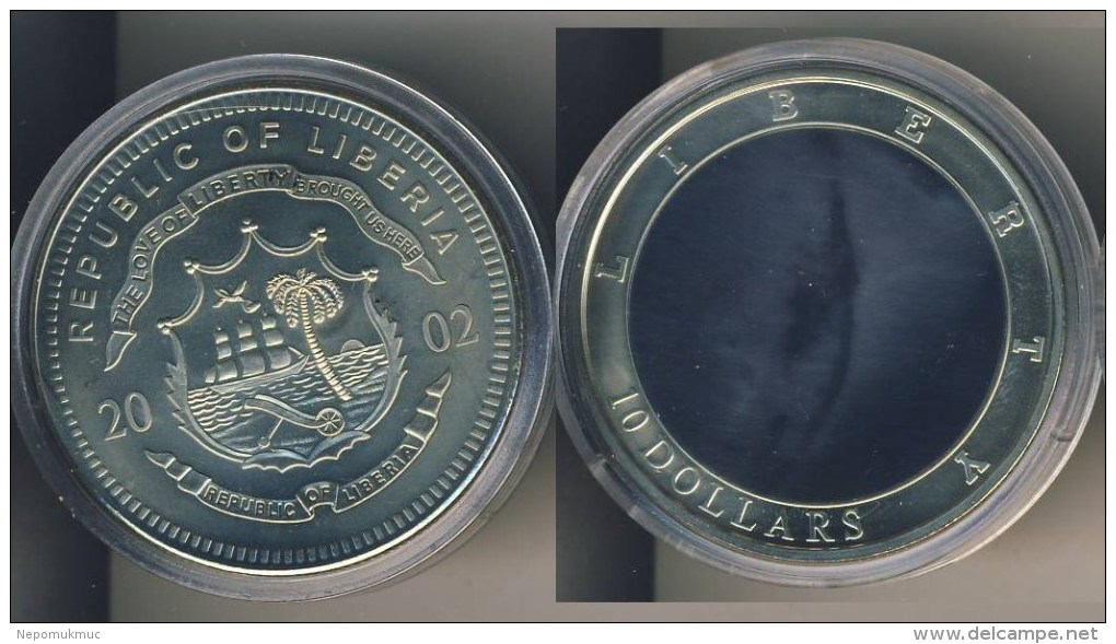 Liberia 10 Dollarmünze 2002 Hologramm Freiheitsstatue - Liberia